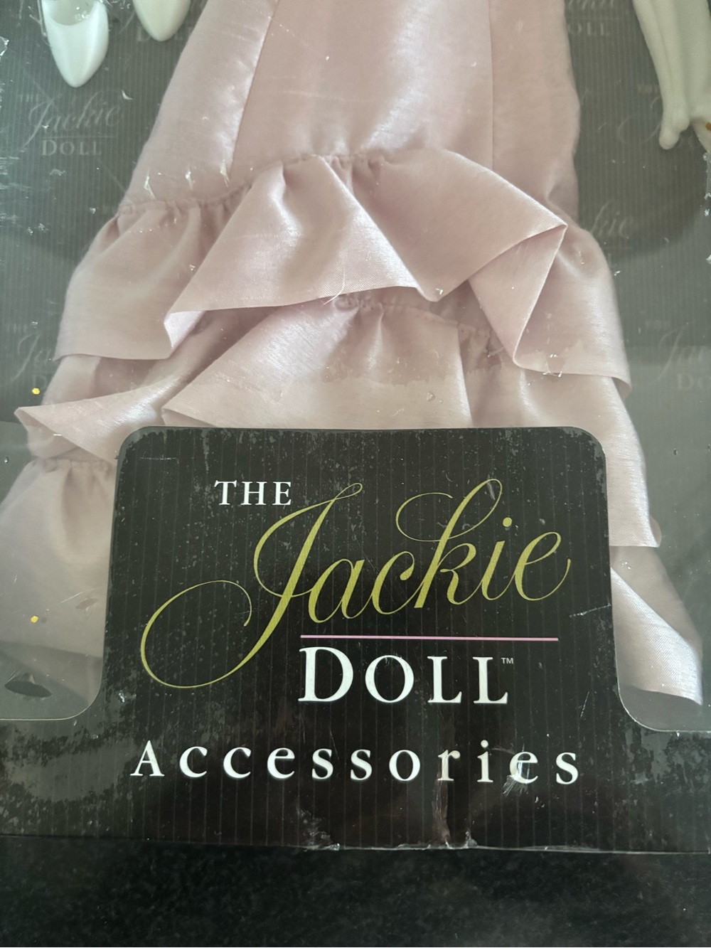 Franklin Mint Pale Pink Satin Doll Dress with Cream Gloves